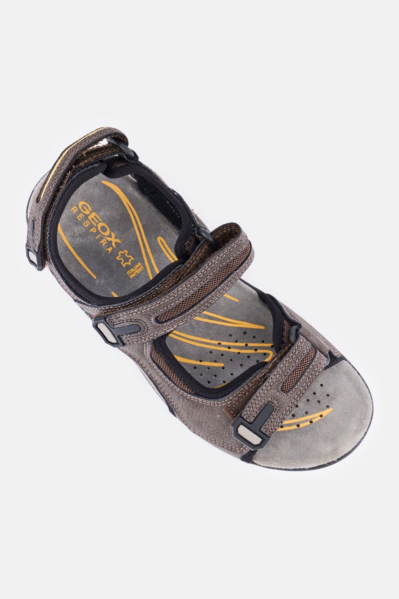 GEOX Men U Tevere B Velcro Sandals, Coffee Brown - Image 3